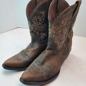 Dan Post Childrens Cowgirl Boots Size 6 D Brown Leather Western‎ Embroidery